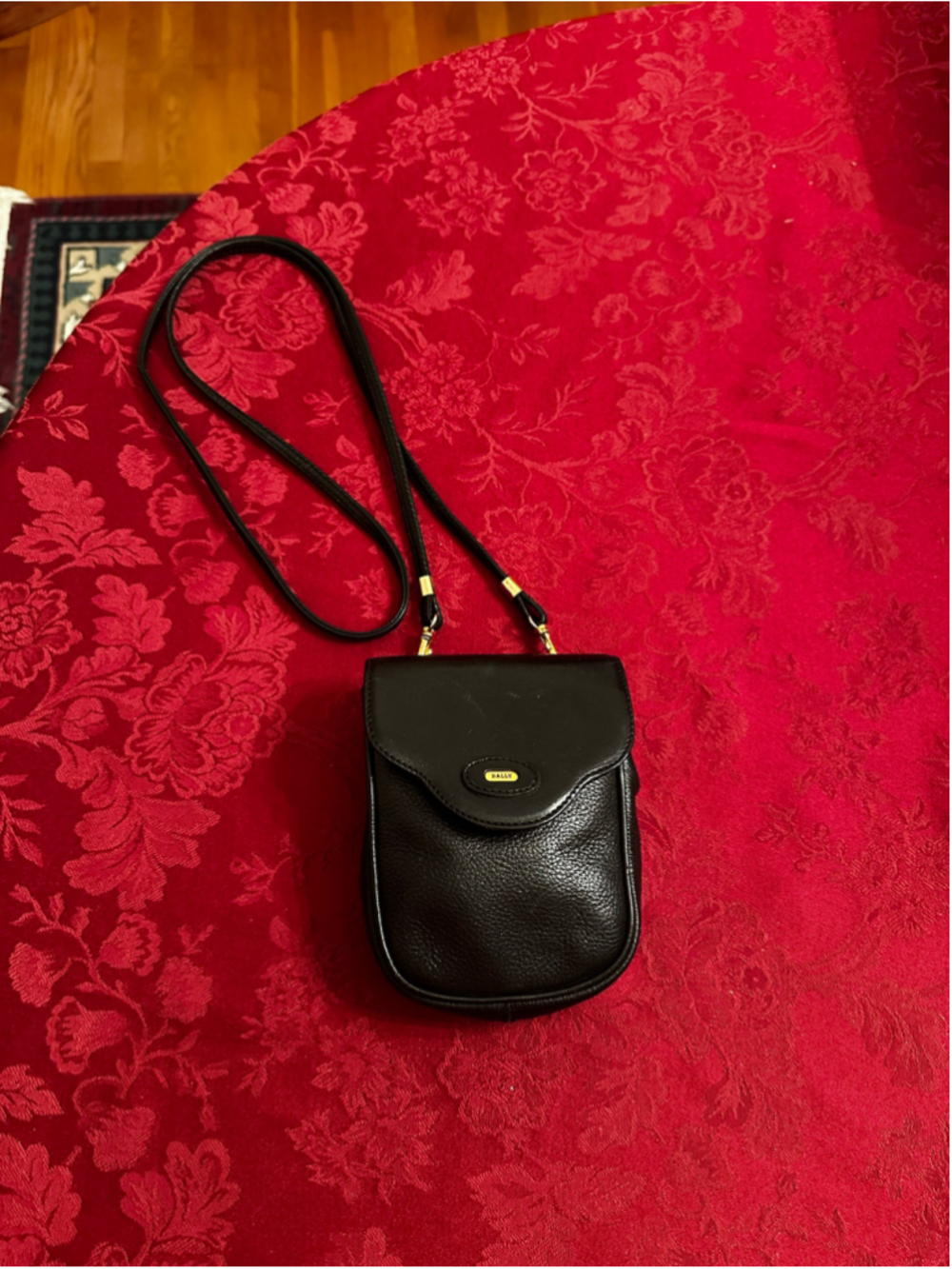 Bally Black Leather Mini Crossbody Bag with Gold Hardware